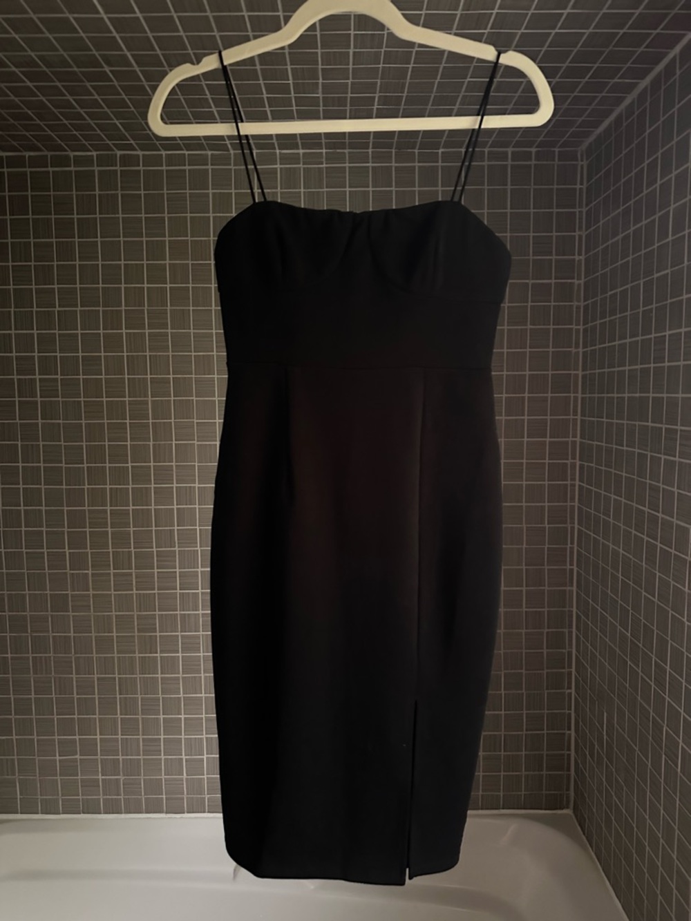 Classic Black Spaghetti-Strap Midi Dress